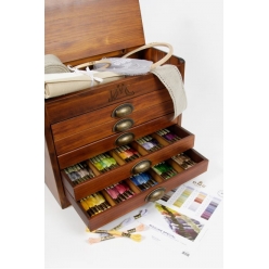 meuble dmc en bois vintage avec 500 echevettes ideal pour un cadeau