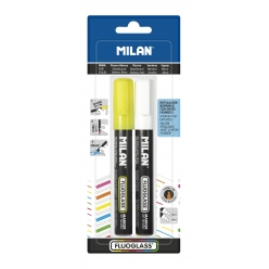 marqueur fluoglass pointe biseautee 2 4mm jaune blanc
