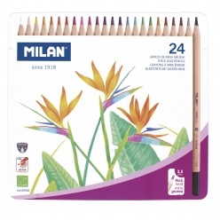 crayons de couleur mine epaisse o 35 mm hexagonaux boite metallique 24 pieces