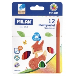 crayon de cire plastipastel triangulaires avec 2 couleurs fluo 12 pieces
