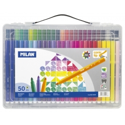 feutres pointe conique design geometrique mallette 50 pieces