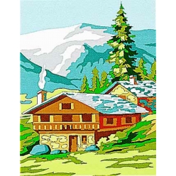 kit canevas chalet en montagne 20x25c