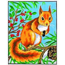 kit canevas blanc ecureuil 20x25cm