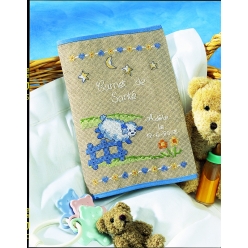 kit a broder au point de croix protege carnet de sante moutons