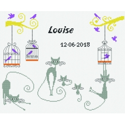 kit a broder point de croix tableau de naissance les chats