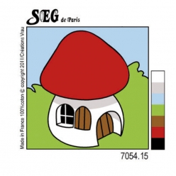 kit canevas soudan maison champignon 20x20cm