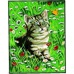 kit canevas chat 20x25 cm