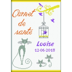 kit a broder au point de croix protege carnet de sante les chats