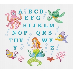 kit tableau point de croix abc fonds marins