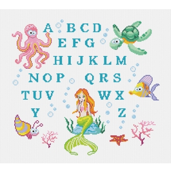 kit tableau point de croix abc fonds marins