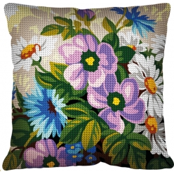 kit coussin point de croix fleurs sauvages