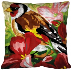 kit coussin point de croix chardonneret