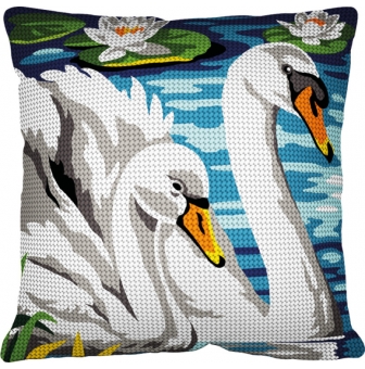 kit coussin point de croix les cygnes