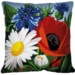 kit coussin point de croix bouquet champetre