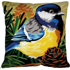 kit coussin canevas mesange
