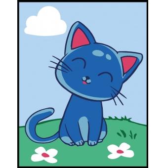 kit canevas margot n17 chat bleu 20x25 cm