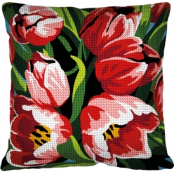 kit coussin canevas tulipes