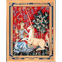 canevas penelope antique dame a la licorne la vue 40x50cm