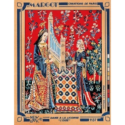 canevas penelope antique dame a la licorne l ouie 40x50cm