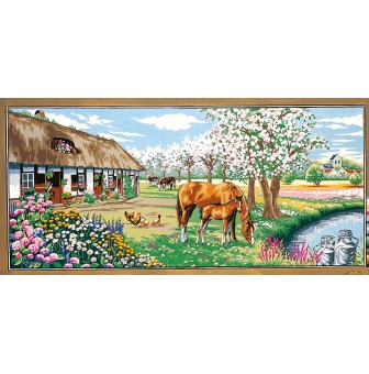 canevas penelope antique le bocage fleuri 65x130cm