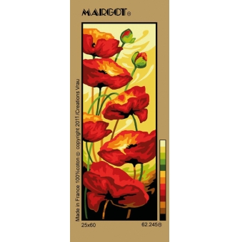 canevas penelope antique coquelicots au vent 25x60cm