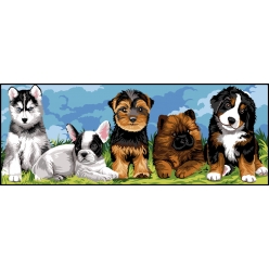 canevas penelope antique les chiots 25x60cm