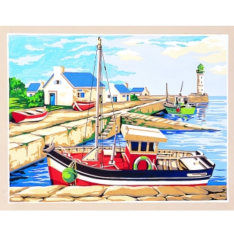 canevas antique le petit port 40x50cm