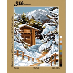 canevas antique neige 40x50cm