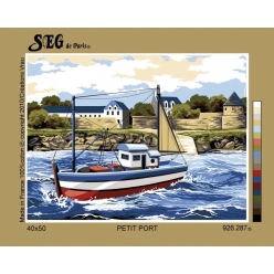 canevas antique petit port 40x50cm