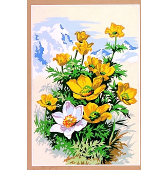 canevas antique fleurs des montagnes 30x40cm