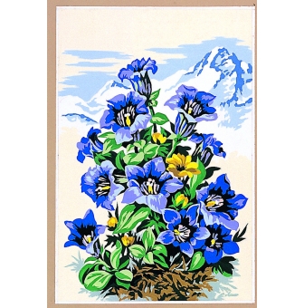 canevas antique fleurs des montagnes violettes 30x40cm