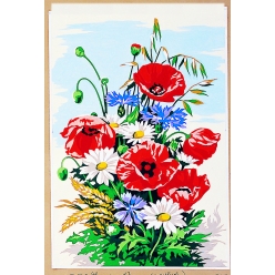 canevas antique fleurs des champs 30x40cm