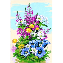 canevas antique le vase de fleurs 30x40cm