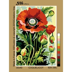 canevas antique coquelicot 30x40cm