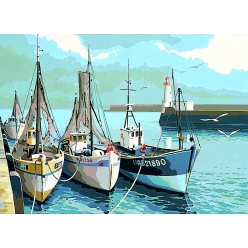 canevas antique les chalutiers 45x60cm
