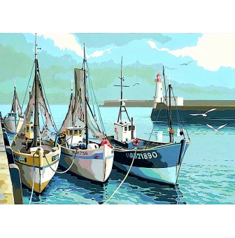 canevas antique les chalutiers 45x60cm