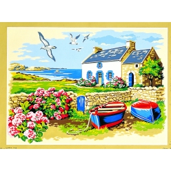 canevas antique la maison du pecheur 45x60cm