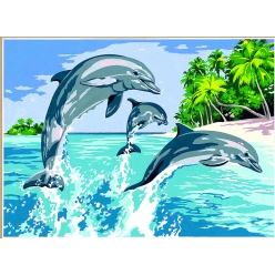 canevas antique les jeux marins 45x60cm