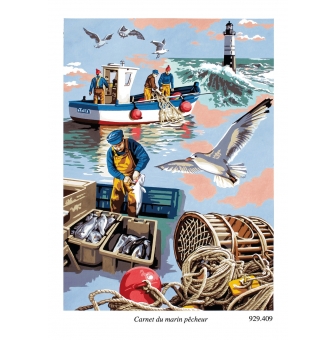 canevas antique carnet du marin pecheur 45x60cm