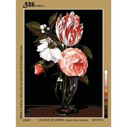 canevas antique le vase de verre 45x60cm