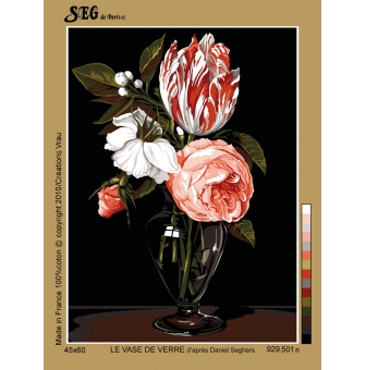canevas antique le vase de verre 45x60cm
