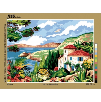canevas antique villa mimosa 45x60cm