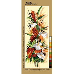canevas antique fleurs exotiques 25x60cm