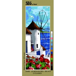 canevas antique moulin des cyclades 25x60cm