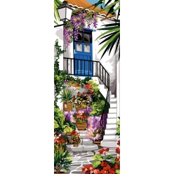 canevas antique arriere cour 25x60cm