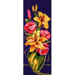canevas antique fleurs 25x60cm