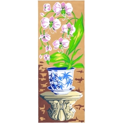 canevas antique orchidee rose 25x60cm