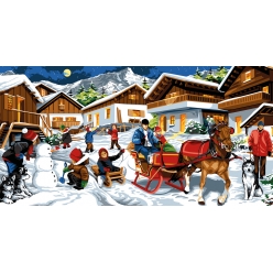 canevas seg jeux au village de bois 65 x 120 cm