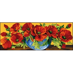 canevas antique debordement de coquelicots 25x60cm