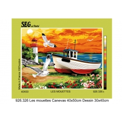 canevas antique les mouettes 40x50cm